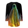 Women's Fashion Casual Three-quarter Sleeve Halloween Printed Round Neck Top
