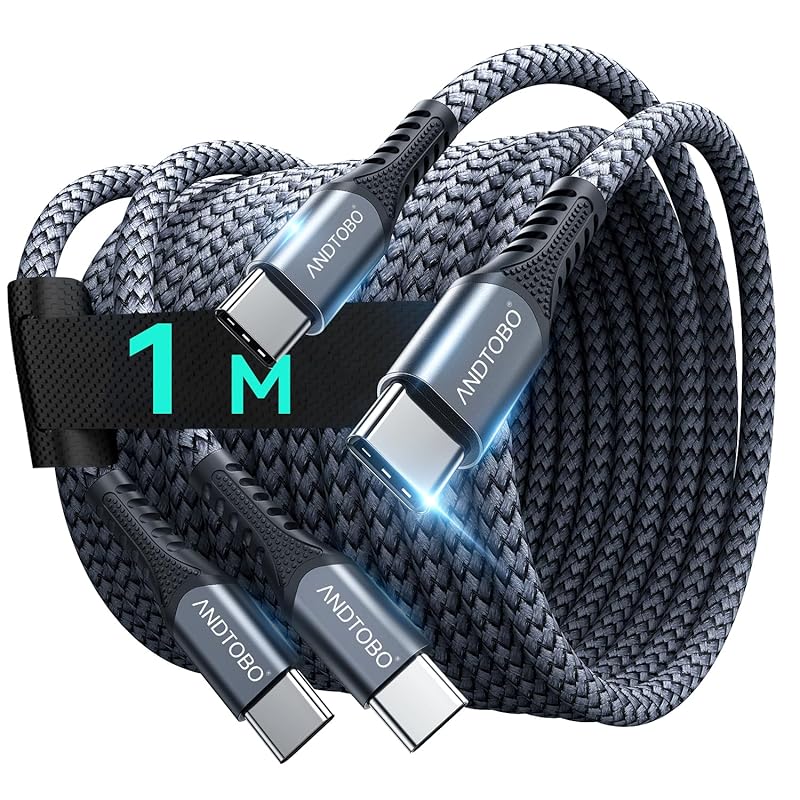 

USB C cable [Set of 2] ANDTOBO PD compatible 60W fast charging type c cable Heavy duty nylon iPhone 16 charging cable, iPhone 15 charging cable