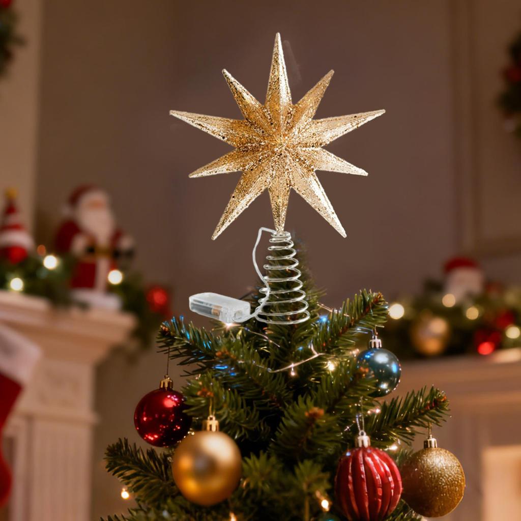 Christmas Tree Topper Treetop Decorations Christmas Glitter Star Ornament Treetop Decoration For Office Indoor Home Bar Shop
