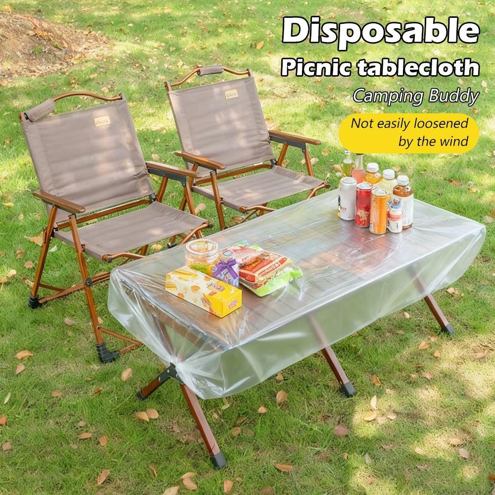 10Pcs/set Elastic Edged Disposable Tablecloth Plastic Waterproof Table Protector  Picnic Outing