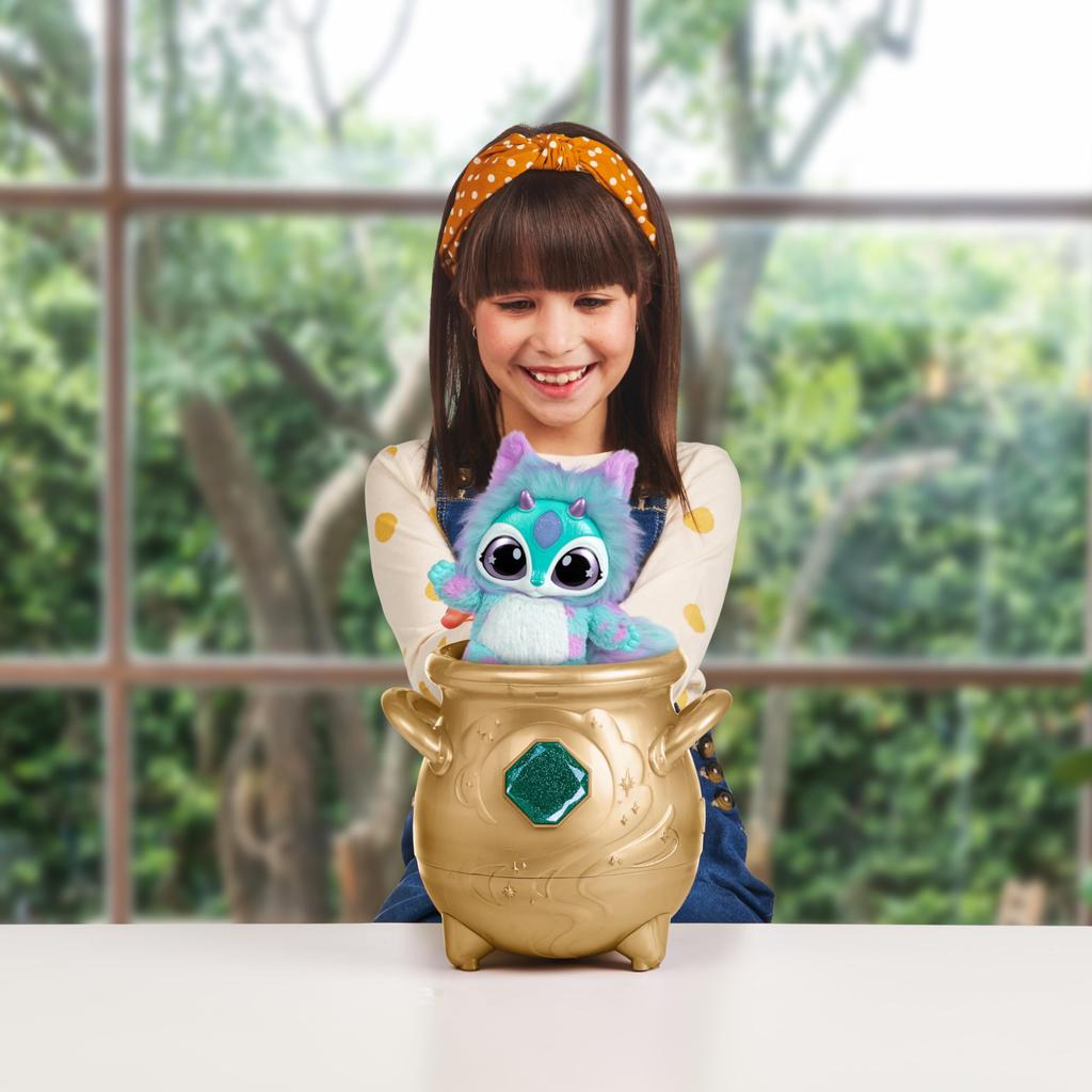 Magic Mixies Magical Real Misting Gold Cauldron 8 Inch Plush Add magical ingredients according to the - Non-Electronic Toy. spellbook.