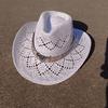 Palm leaf cowboy straw hat windproof rope western cowboy straw hat men and women summer beach sun protection western cowboy hat