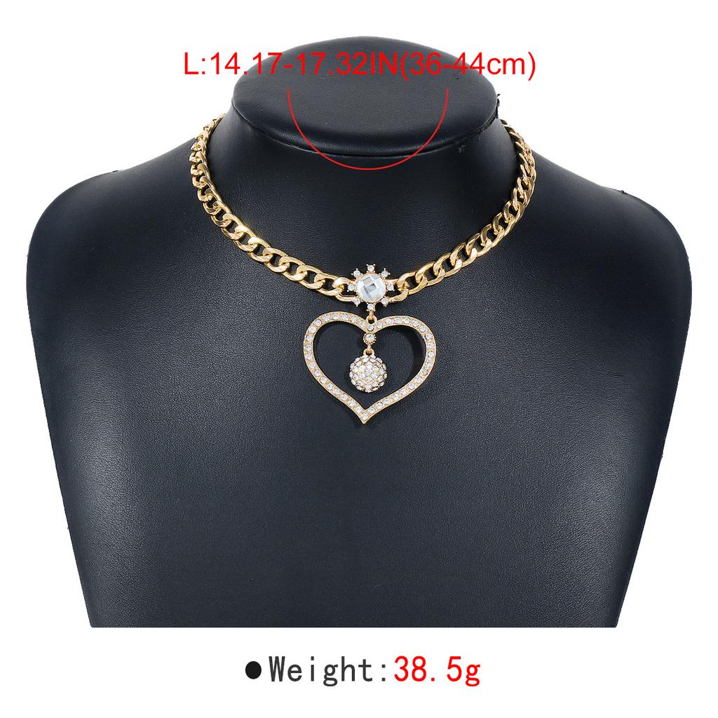 Women European Light Luxury Hollow Heart Rhinestone Necklace Simple Geometric Minimalist Hip Hop Choker For Women