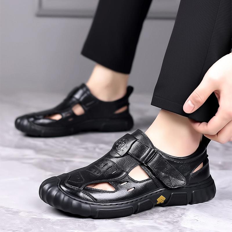 Men's Sandals Luxury Leather Casual Shoes For Men Summer 2024 Comfortable Moccasins Barefoot Outdoor Fashion Sandals Footwear