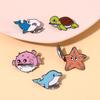 Starfish Puffer Fish Turtle Whale Enamel Pins Stamps Suitcase Air Balloon Alloy Brooch Badge Books Fashion Jewelry Gift