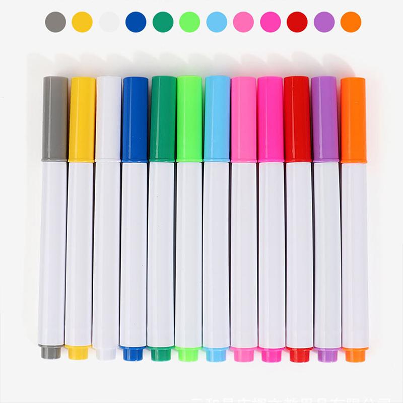 Smooth Flow Quick Dry Vivid Colors for Sketching Doodling on Acrylic 12Pcs Erasable Liquid Pens Luminous LED Board Pen Set