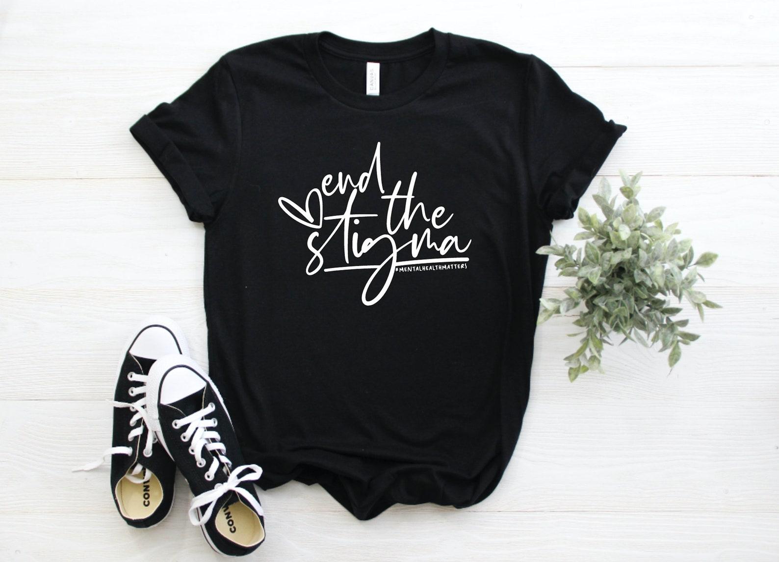 End the Stigma Unisex Graphic Tee, Mental Health, Anxiety Shirt, Therapist Tee, Psychologist Shirt, Mental Health Shirt 2XL