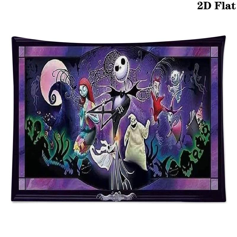 Jack & Sally Wall Tapestry Aesthetic Wall Hanging Printed Fabric Blanket Decorative Tapestries for Bedroom Living Room Home Decor