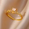 Zircon Heart Rings For Women Stainless Steel Adjustable Heart Ring Trend Wedding Jewelry anillos