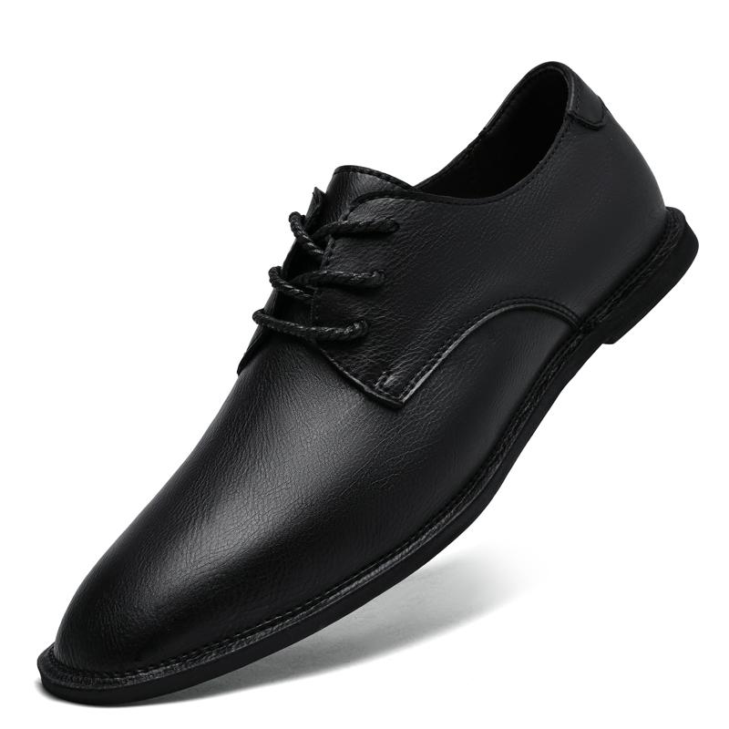 Men's Shoes Genuine Leather Comfortable Soft Sole Low Cut Loafers British Style Business Calfskin Leather Formal Single Suit Bus