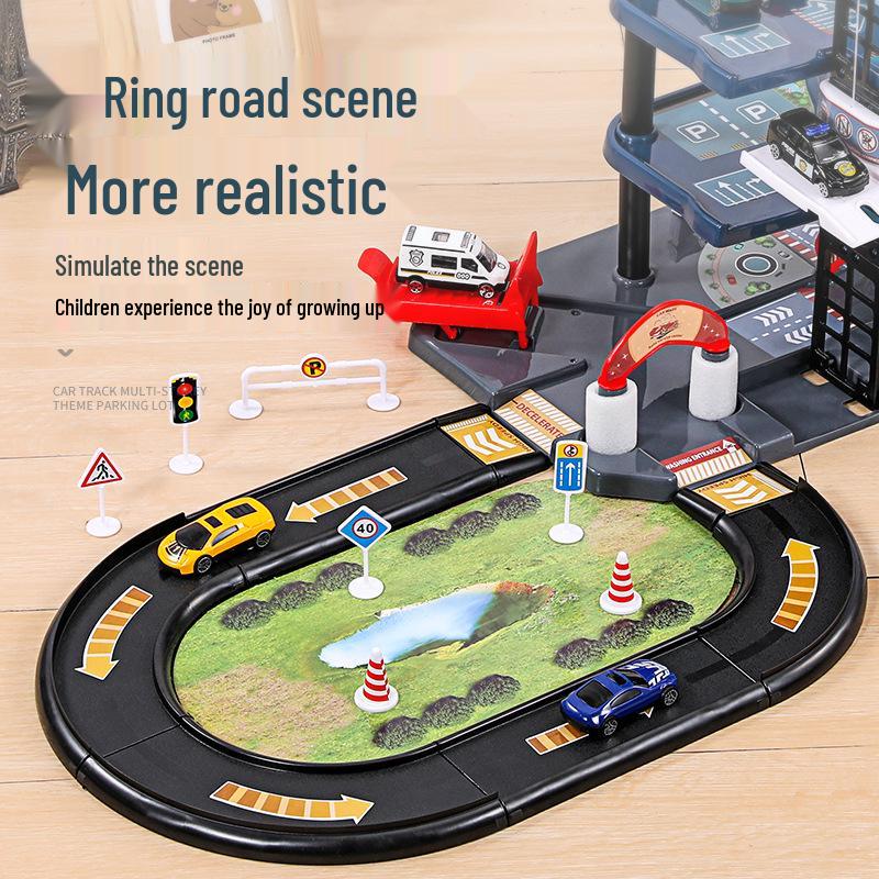 Kids' Multi-Level Alloy Car Parking Adventure Puzzle Playset