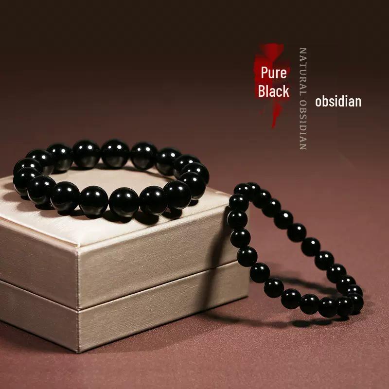 Super God Shine Black Obsidian Bracelet 6-18mm for Men and Women