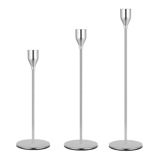 3/6Pcs/Set Vintage Tall Metal Candlestick Pillar Taper Candle Holder Home Living Room Christmas Wedding Party Candle Stand Dining Table Centerpiece