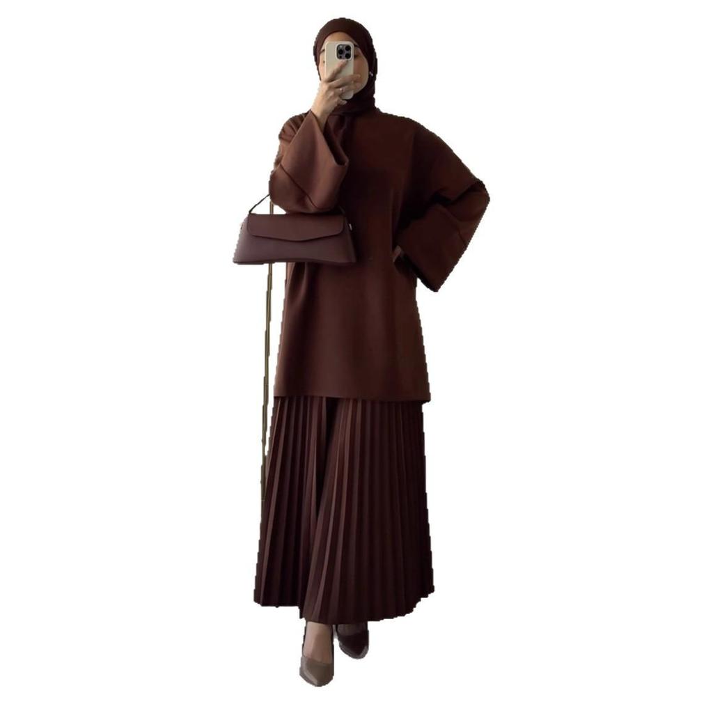 2025 Summer Middle East Long Sleeve Dress with Headscarf: Casual, Versatile & Fashionable