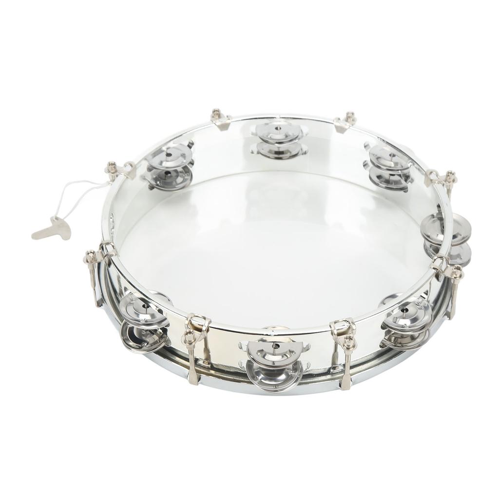 10in Hand Drum Adjustable Tone Double Row ABS Light Hand Bell Handheld Percussion Transparent