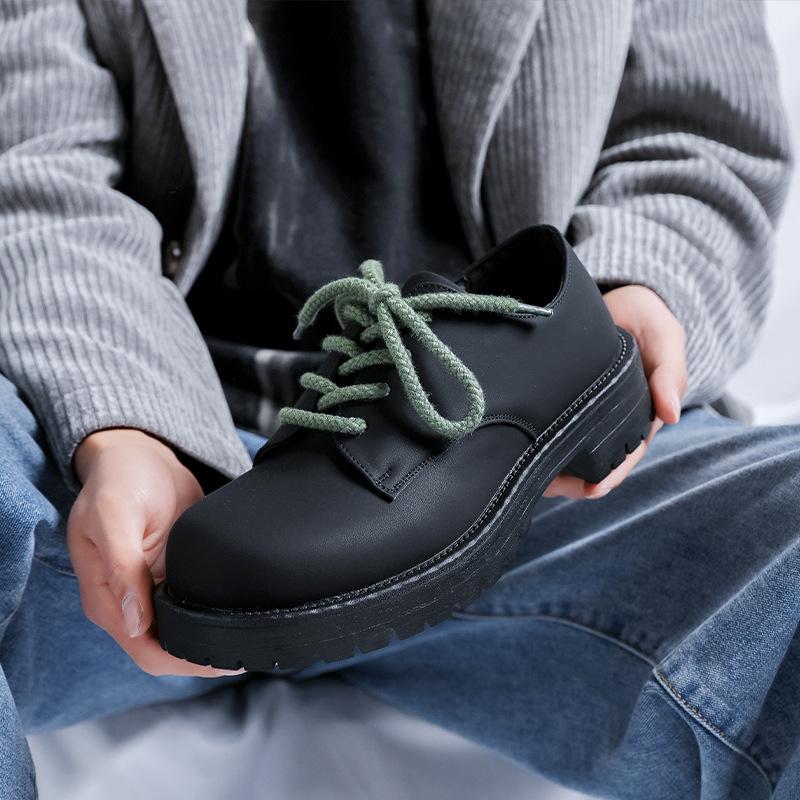 Men's and women's niche platform derby shoes inner height increase commuting big head leather shoes high sense British couple 33109-R