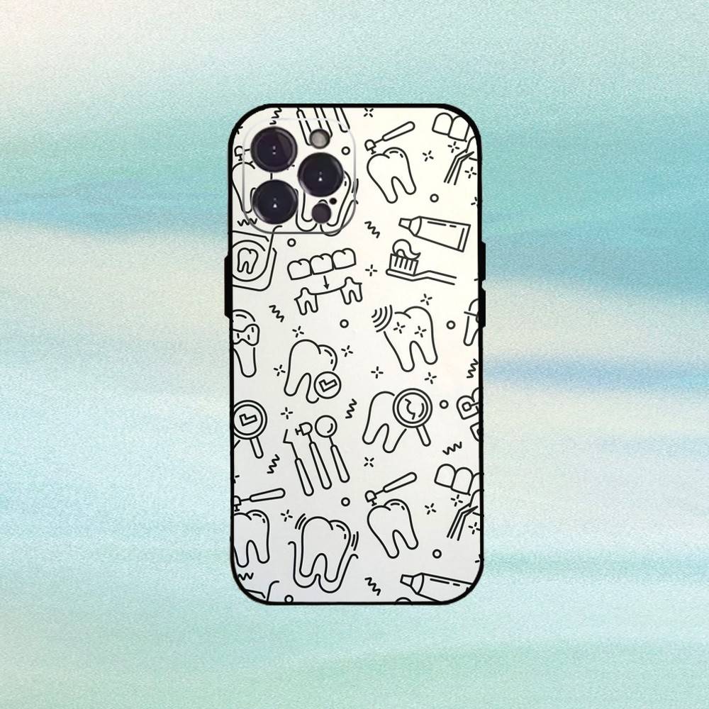 

Мультяшный Чехол для Телефона с Зубами D-Стоматолог Для iPhone17,16,15,14,13,12,Plus,Pro Max, 5G Другие Мягкий Черный Чехол iPhone16plus