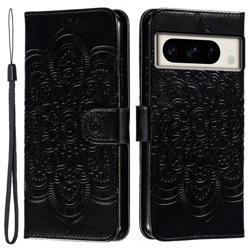 For Google Pixel 8 Pro Case PU Leather Mandala Imprinted Design Wallet Phone Cover