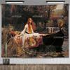 John William Waterhouse Artworks The Lady of Shalott Tapestry Wall Hanging Oil Paintings Home Decoration Aesthetic Tapestries