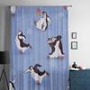 Penguins Skating Tulle Sheer Window Curtains For Living Room The Bedroom Modern Chiffon Voile Organza Curtains Decor Drapes