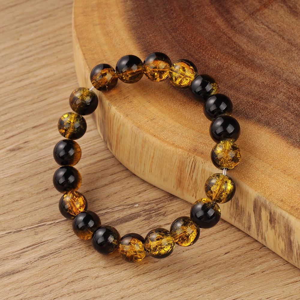 Black and Gold Amber Resin Beaded Bracelet Luxury Fashion Jewelry for Men Women Daily Wear Party Gift