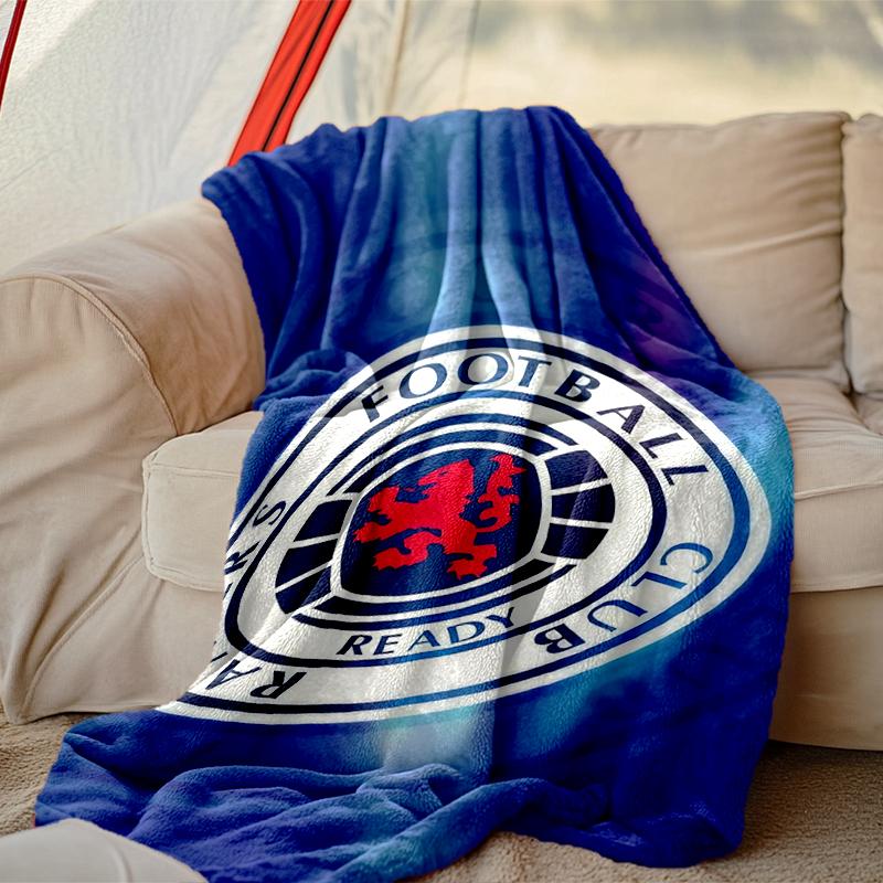 Rangers FC Pattern Blanket, Cozy Blanket for All-Season Comfort on Sofas, Beds, Office, Car, Camping and Travel