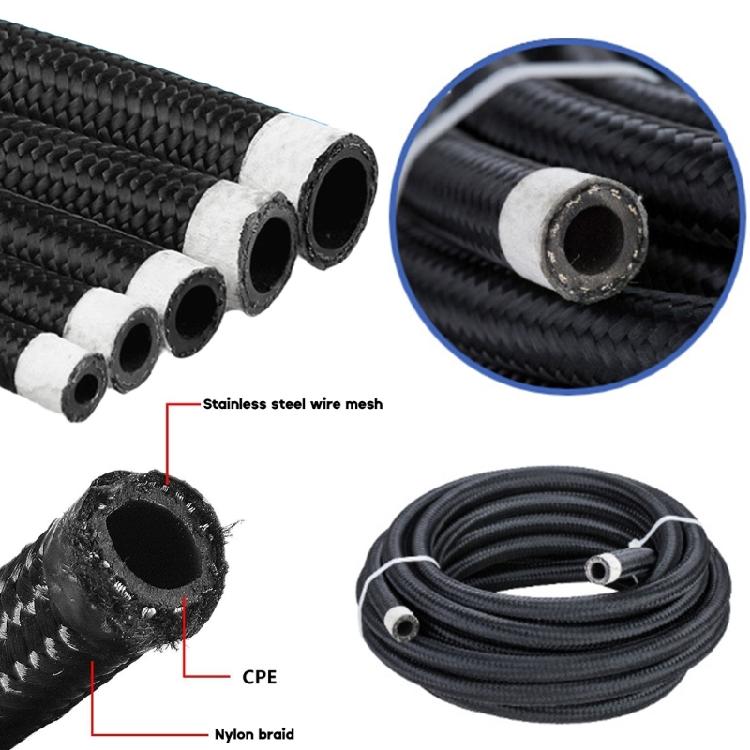 Black Braided Oil Fuel Fitting Hose AN4 AN6 AN8 AN10 AN12 Auto Fuel Hose Pipe