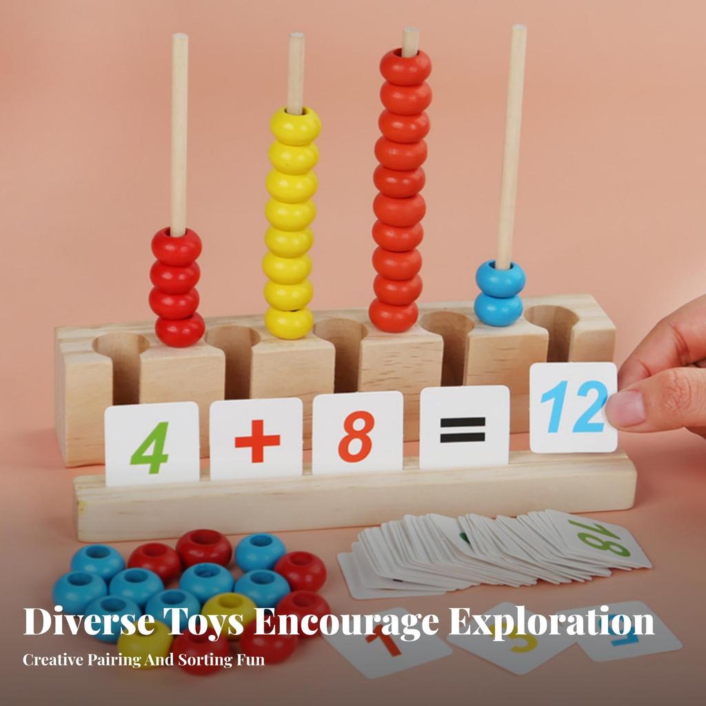 Counting Matching Toy Arithmetic Cards Bead Sorting Clear Tubes Activity Set for