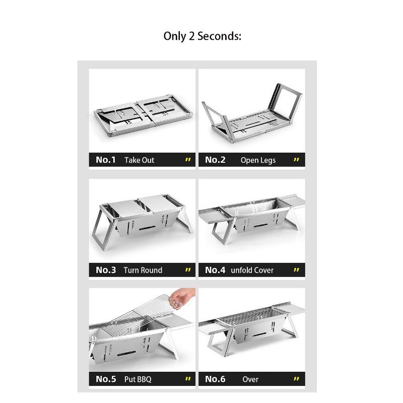 Barbecue Grill Barbecue Grill Household Indoor Outdoor Camping Charcoal Stainless Steel Portable Folding Barbecue Rack