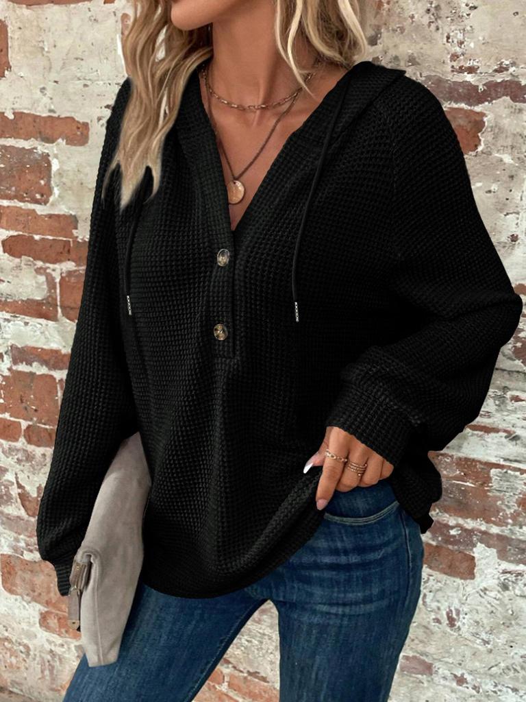 Oversized Hooded Sweatshirt with Button Front in Multiple Colors