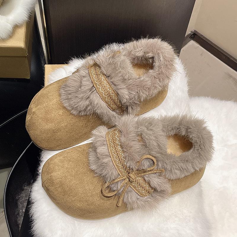 Women's fur one thick bottom heightening winter lightweight padded warm snow boots non-slip wear casual sneakers fur cotton shoes