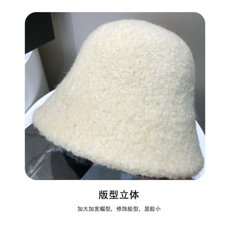 Women S Large Size Bucket Hat For Big Head Warm Plush Face Slimming Autumn Winter