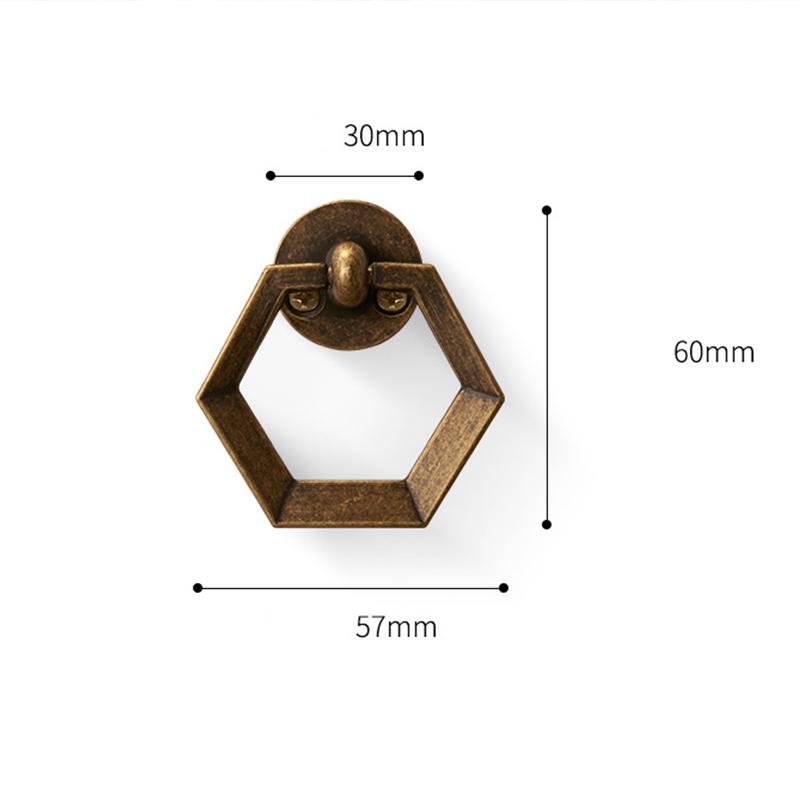 1pc Retro diamond rings wardrobe drawer single hole dark invisible door handle zinc alloy Nordic log wind