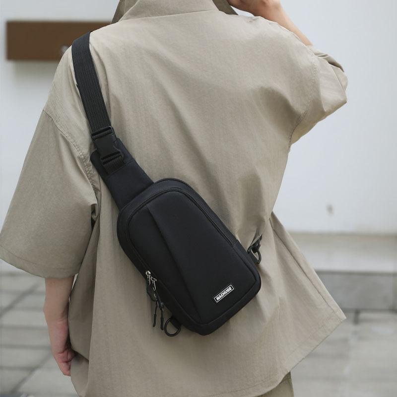 Trendy Outdoor Sports Chest Bag Men Waterproof Letter Shoulder Pack Simple Large Capacity Phone Bag Casual Small Crossbody Pouch