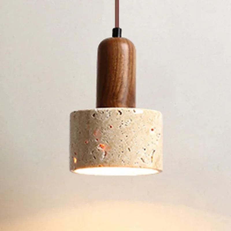 Wabi Sabi Travertine LED Droplight Over Dining Desk Kitchen Island Limestone Marble Restaurant Decor Suspension Lamp Lustre