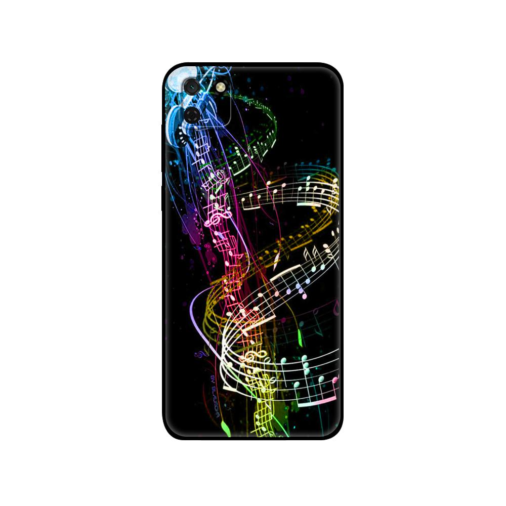 Black Tpu Case For Huawei Y9S Y6S Y8S Y5P Y7P Y8P Case For Huawei Y5 Lite Prime Y6 Cover Musical Notes Violin Classical Music