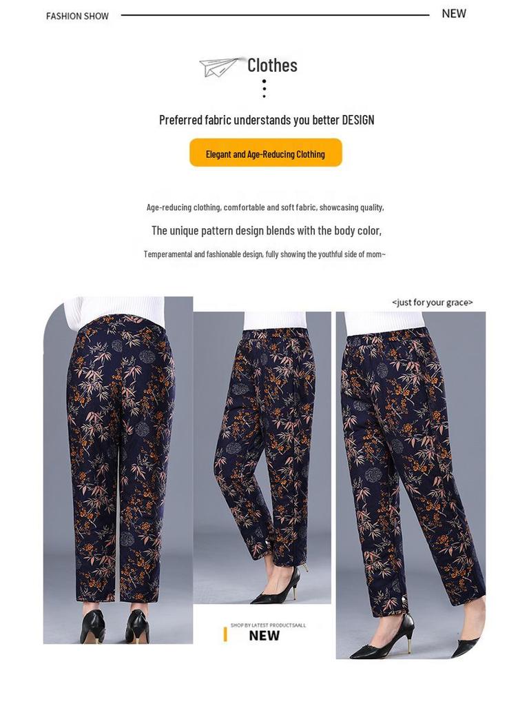 Women’s Plus Size High-Waist Fleece-Lined Cotton Pants for Winter