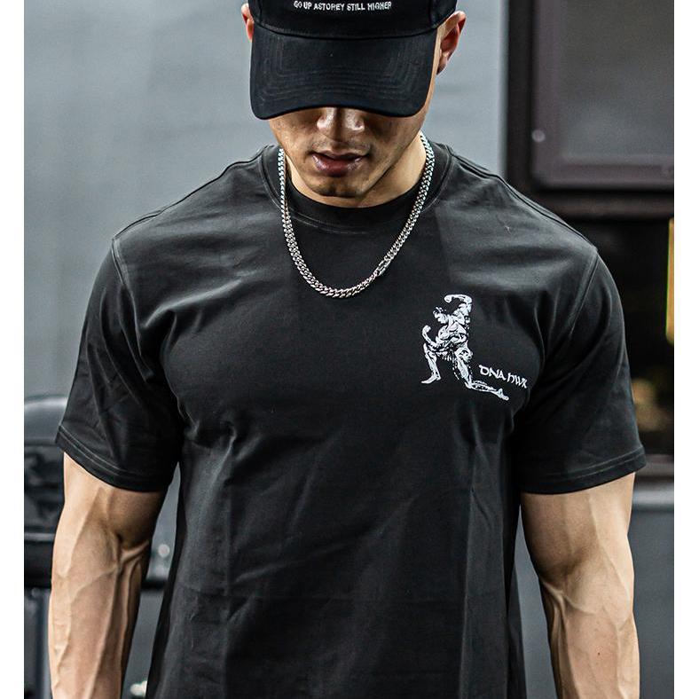 

American Bodybuilding Style Men s Slimming Sports and Fitness Training Spring and Summer Casual Half-sleeved, Trendy T-shirt M