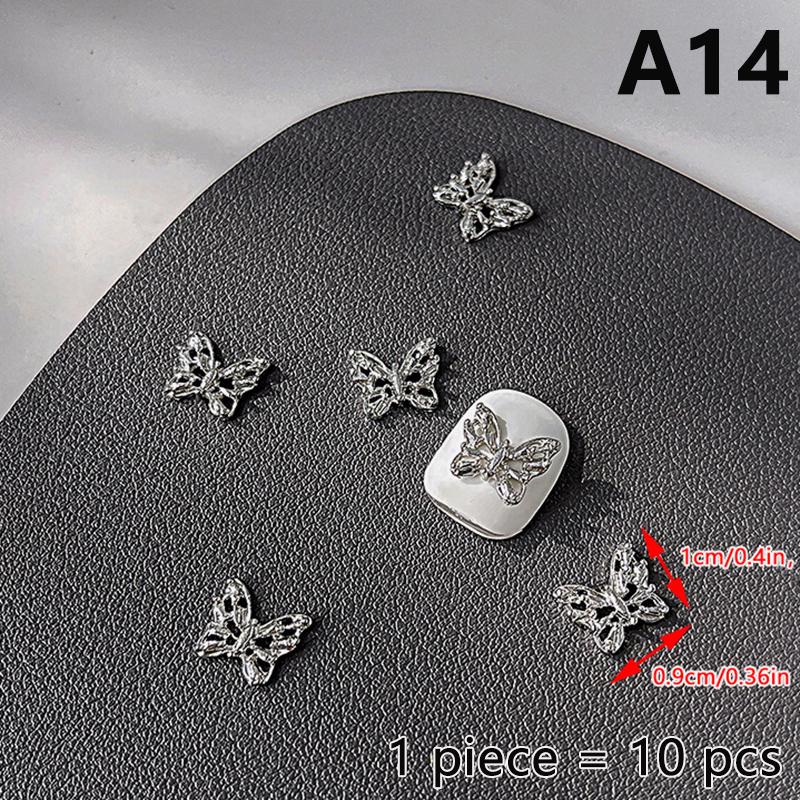 10 ks Jednoduché Tenké Mašličky Stříbrné Kroucené Slitiny Ozdoby na Nehty Manicura Přívěsky