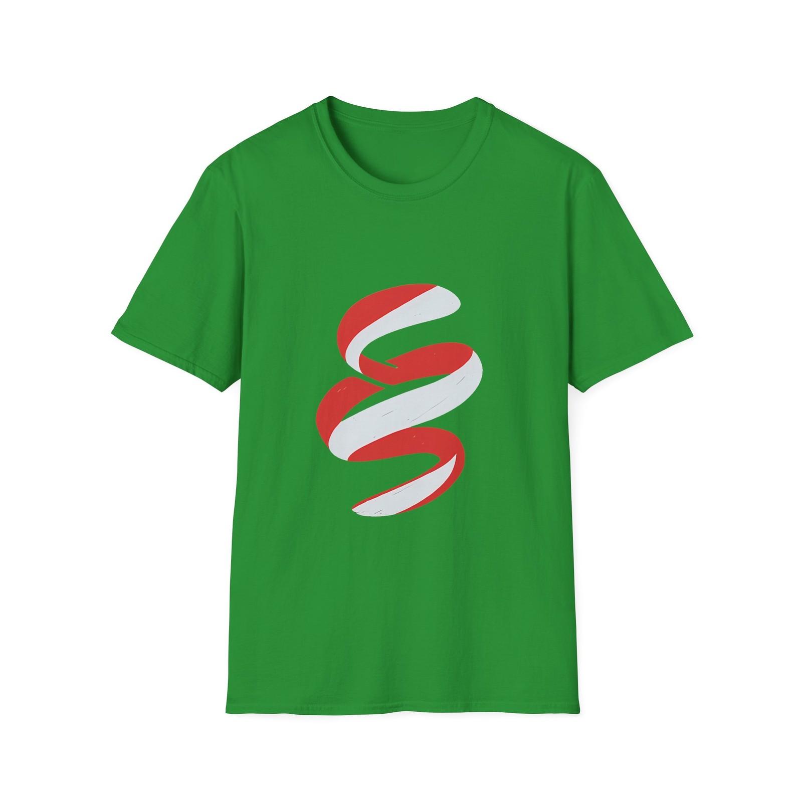 Unisex Softstyle T-Shirt Mens Womens Tees Top Striped Ribbon Loop Twisting Curves Minimalist Holiday 2XL