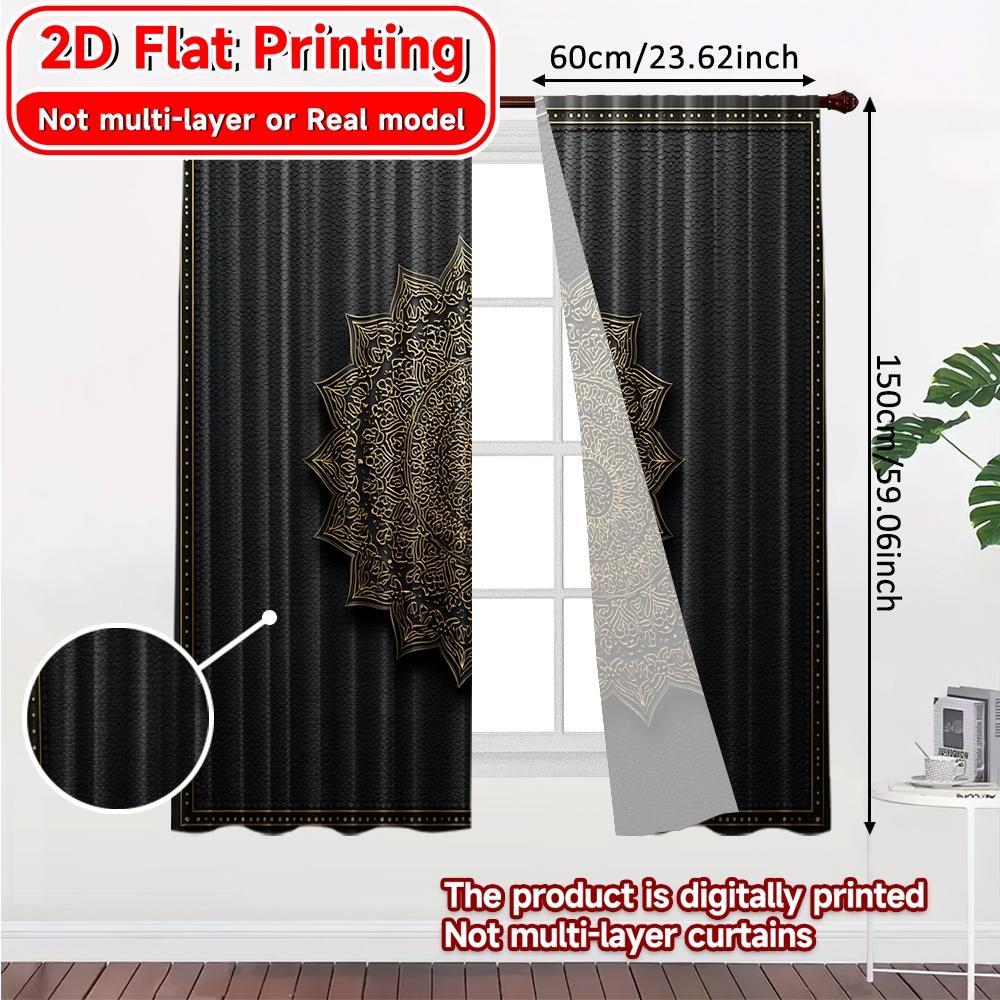 2D Flat Printing  2pcs Eid Elegance Popular Curtains&Drapes Fabric Curtains Festive Suitable for Bedroom and Various Room Types