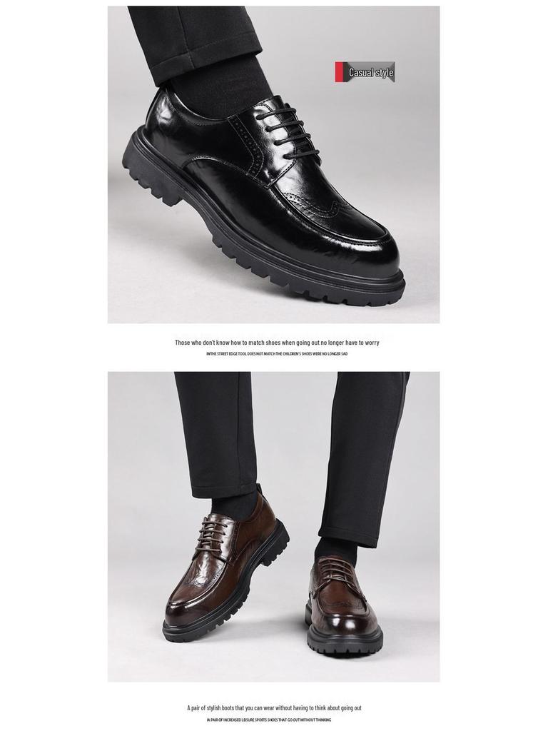 Pánské černé kožené brogue boty - Business, formální a ležérní styly vhodné na svatby nebo pro každodenní nošení.