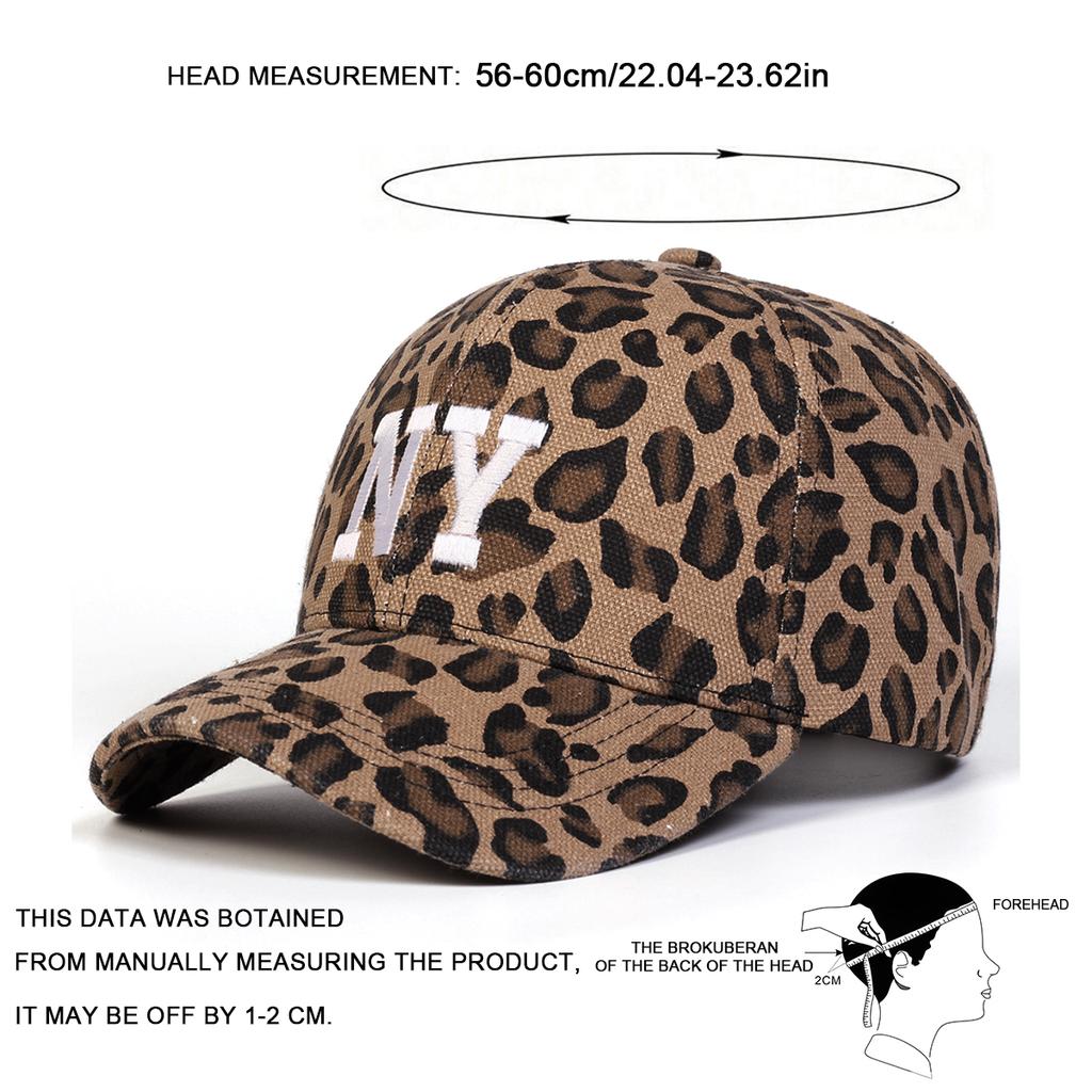 Men Letter Embroidered Leopard Baseball Cap Outdoor Adjustable Sunscreen Leisure Hat Spring Autumn Travel Tourism Beach Vacation