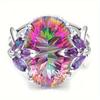 Colorful Ring with Large Gem and Side Details. Ideal for Carnivals and Christmas—adds Brilliance To Holiday Style.