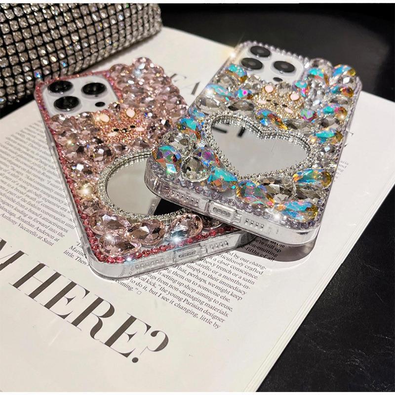 Applicable To IPhone 15 Mobile Phone Case Fashion Luxury Rhinestone Mirror 14 Apple 16 Promax Protective Case 13