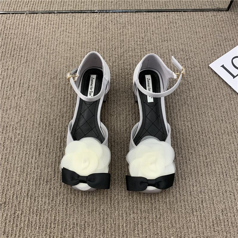 

2025 high-heeled French Mary Jane shoes high-end niche bow single shoes women s summer new bag head sandals 39