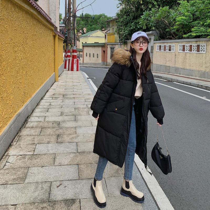 European and American Down Cotton Jacket Women's Winter 2025 Mid-length Large Size Padded Jacket Loose Thickened Cotton Jacket Cotton