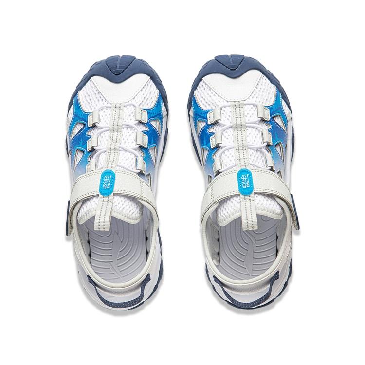 Li Ning Kids Trekking 2 Comfortable Durable Sandals Kids Sandals White Blue YKUU010-9