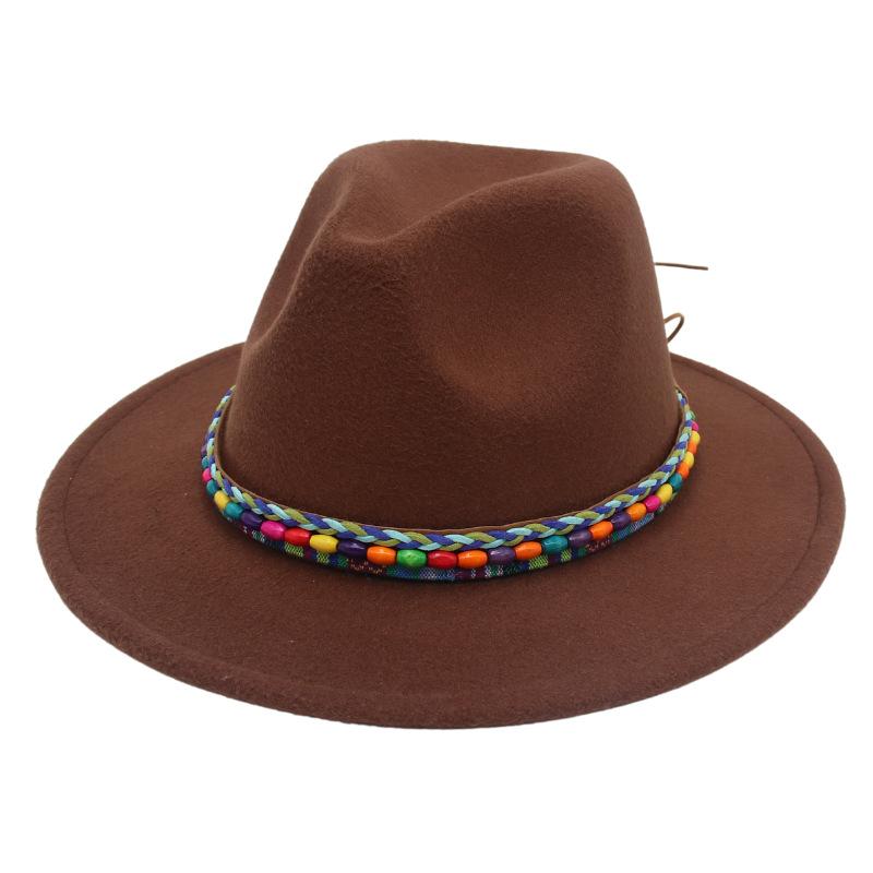 Top Hat Rainbow Hand-Woven With Accessories Ethnic Style Tibetan Hat Colorful Jazz Hat