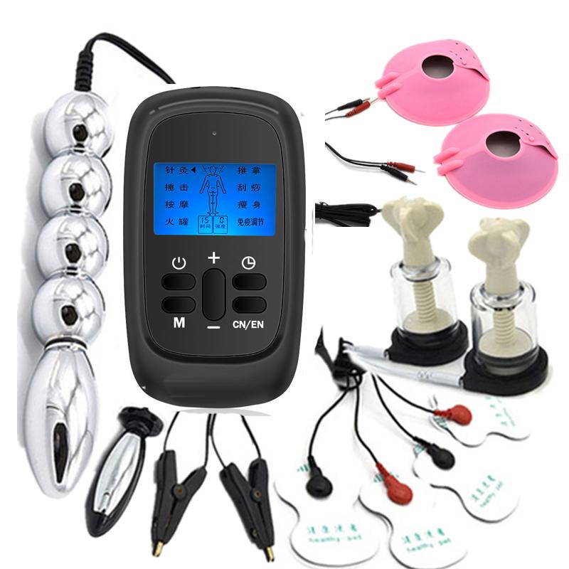 BDSM Elektroschock Metallkugel Anal-Butt Plug Elektro-Nippelsauger Klemmen Bruststimulationspads Kits Sex Medizinisch Thematisierte Spielzeuge